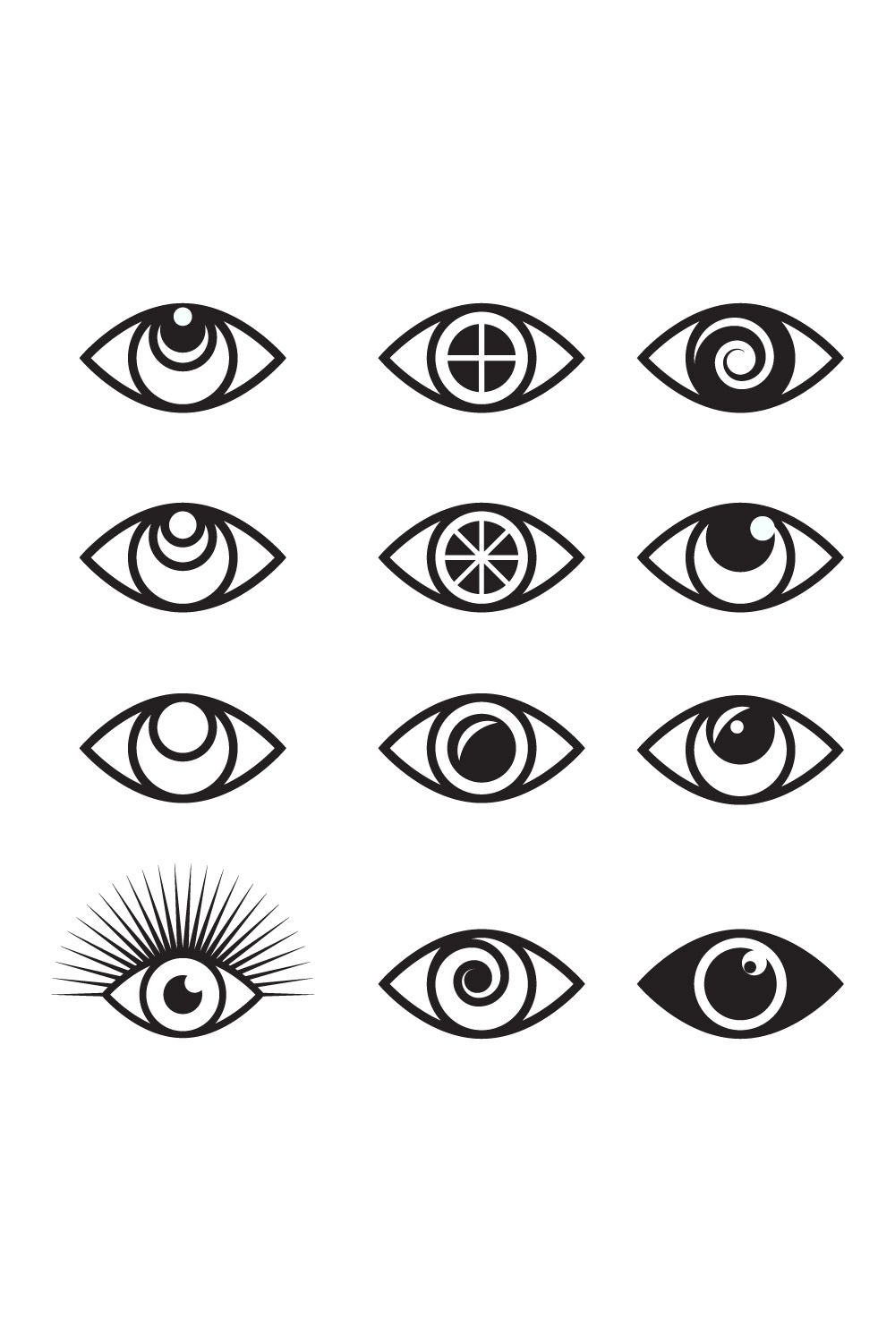 Abstract Vector 12 Eye Logo Bundle Different Eyes Icon Set pinterest preview image.