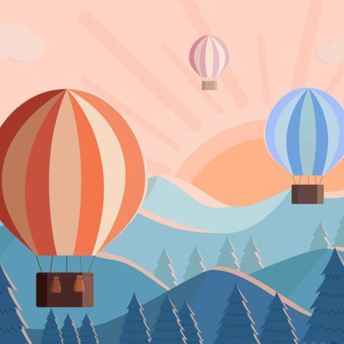 Hot air balloons fly at dawn cover image.