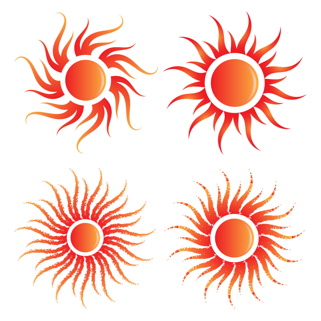 Abstract Vector 4 Sun Logo Bundle Different Sun Icon Set preview image.