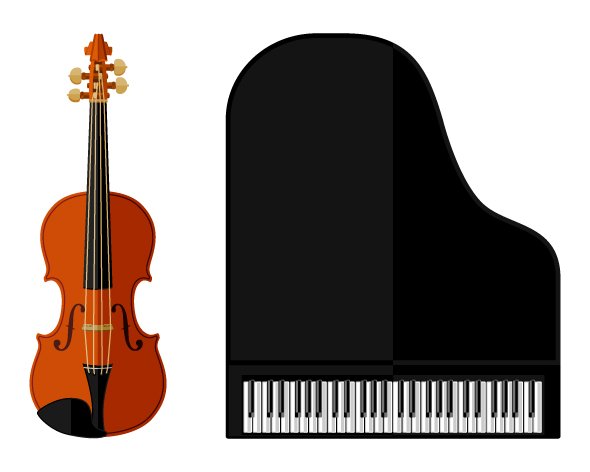 Flat violin and grand piano cover image.