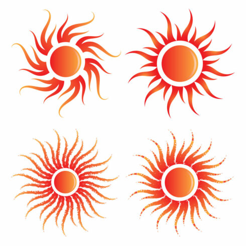 Abstract Vector 4 Sun Logo Bundle Different Sun Icon Set cover image.