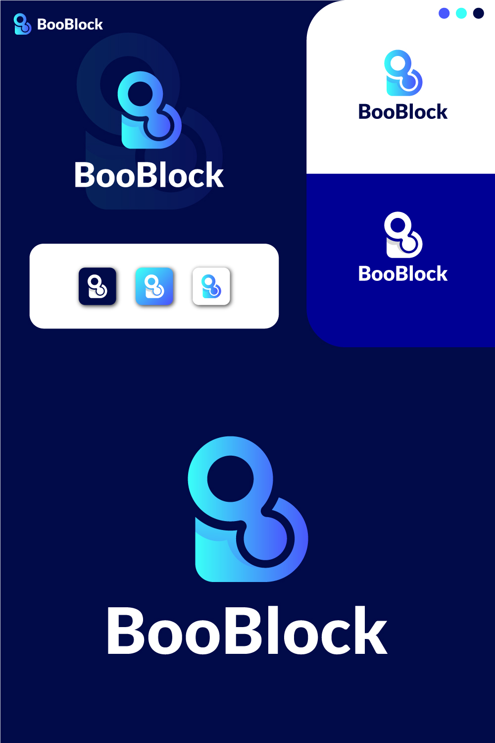BooBlock logo design, letter "B", letter "O", technology logo pinterest preview image.