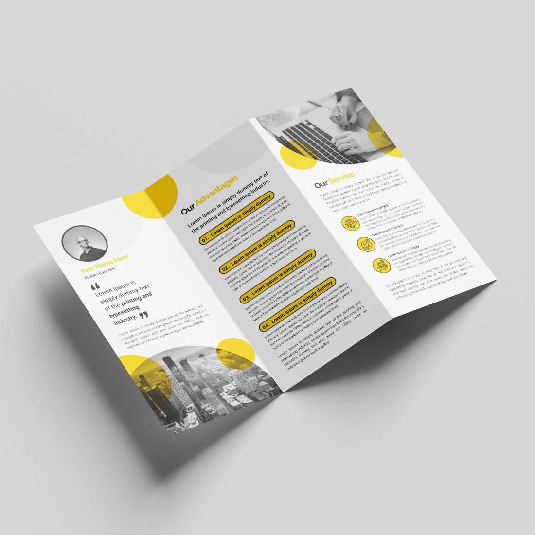 Minimal Trifold Brochure Template Design preview image.