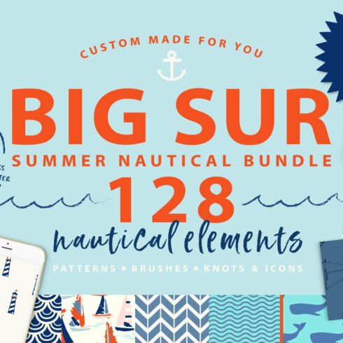 Summer Nautical Bundle! 128 graphics cover image.