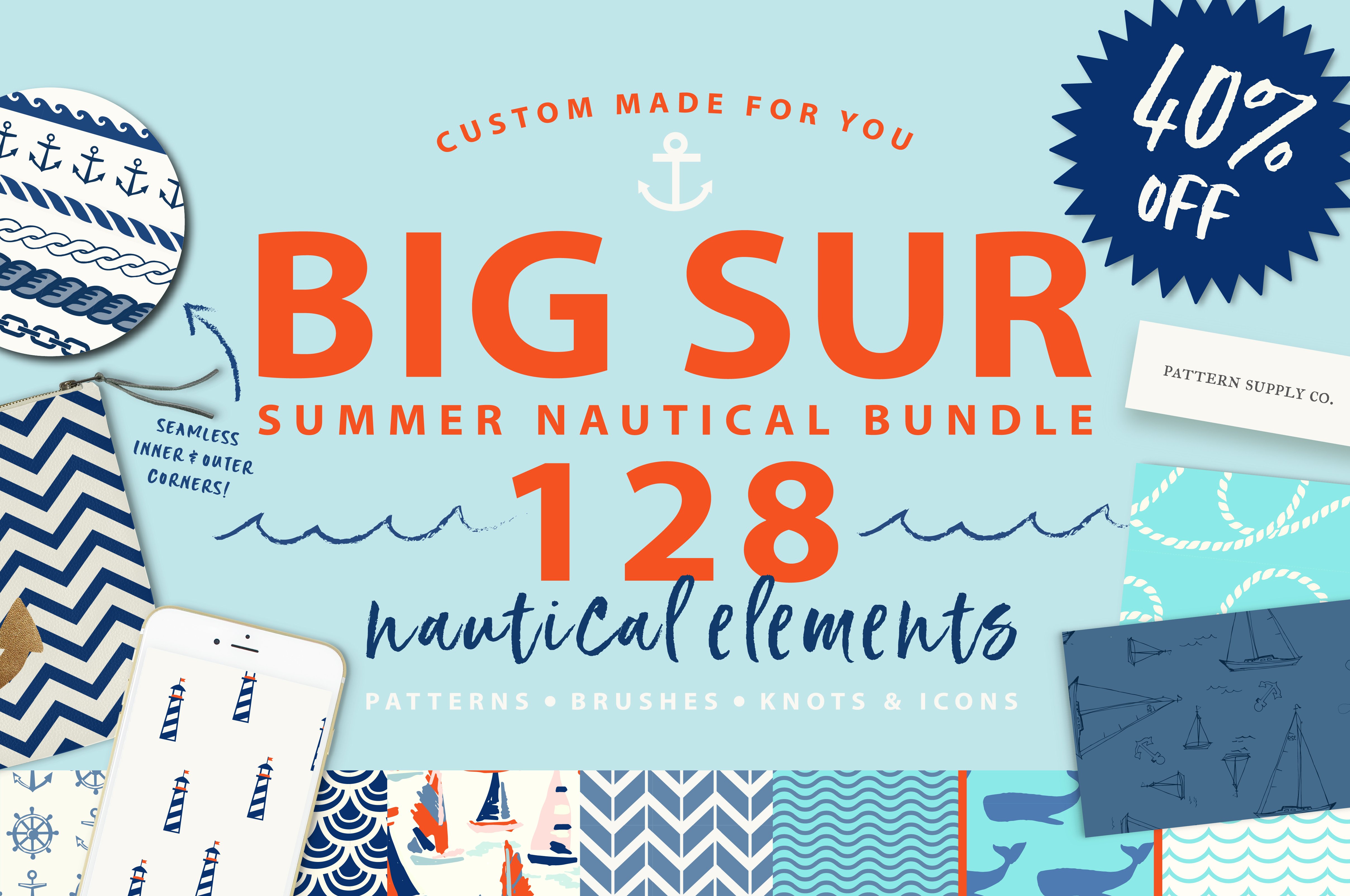 Summer Nautical Bundle! 128 graphics cover image.