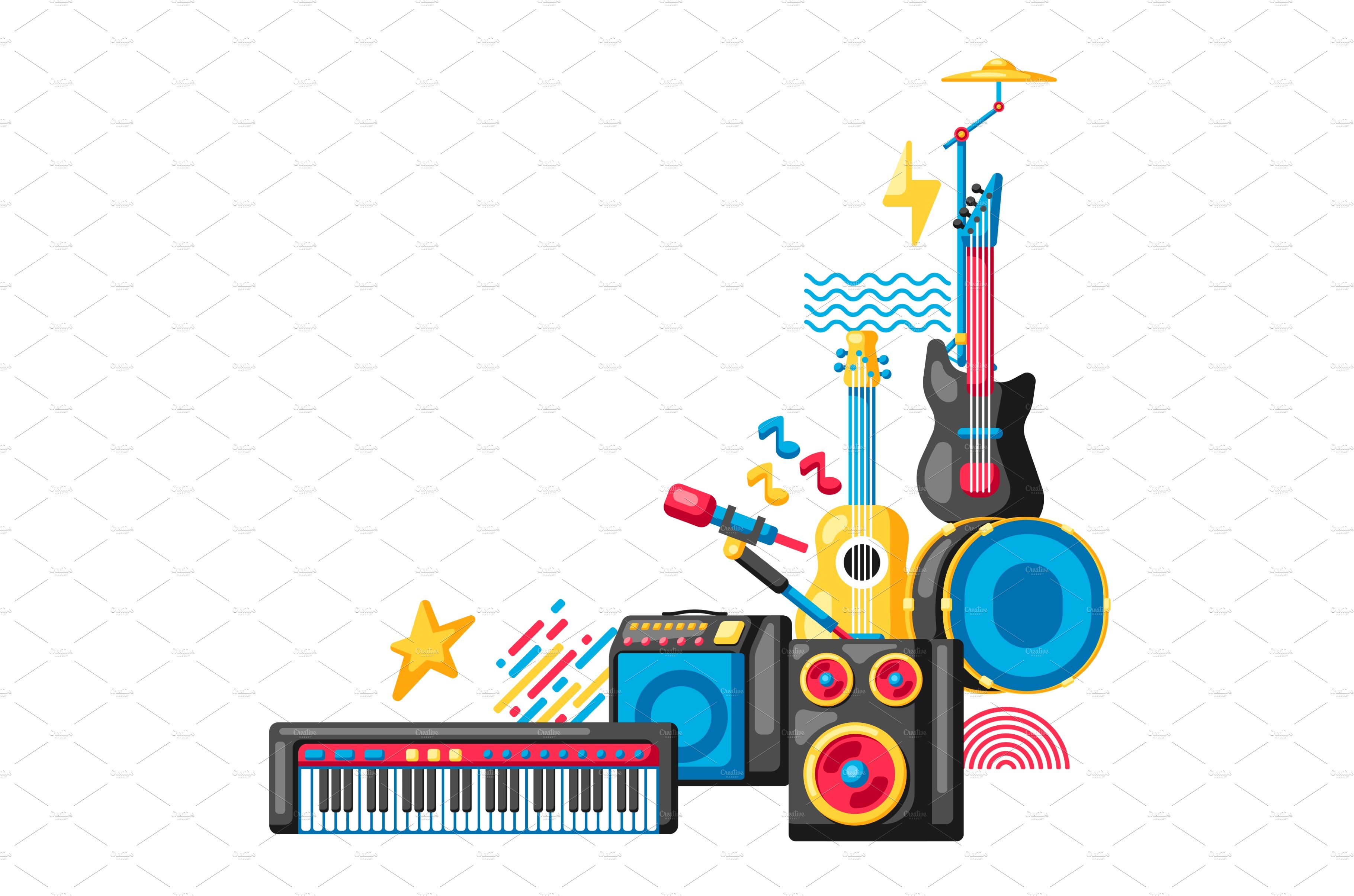 Background with musical instruments cover image.