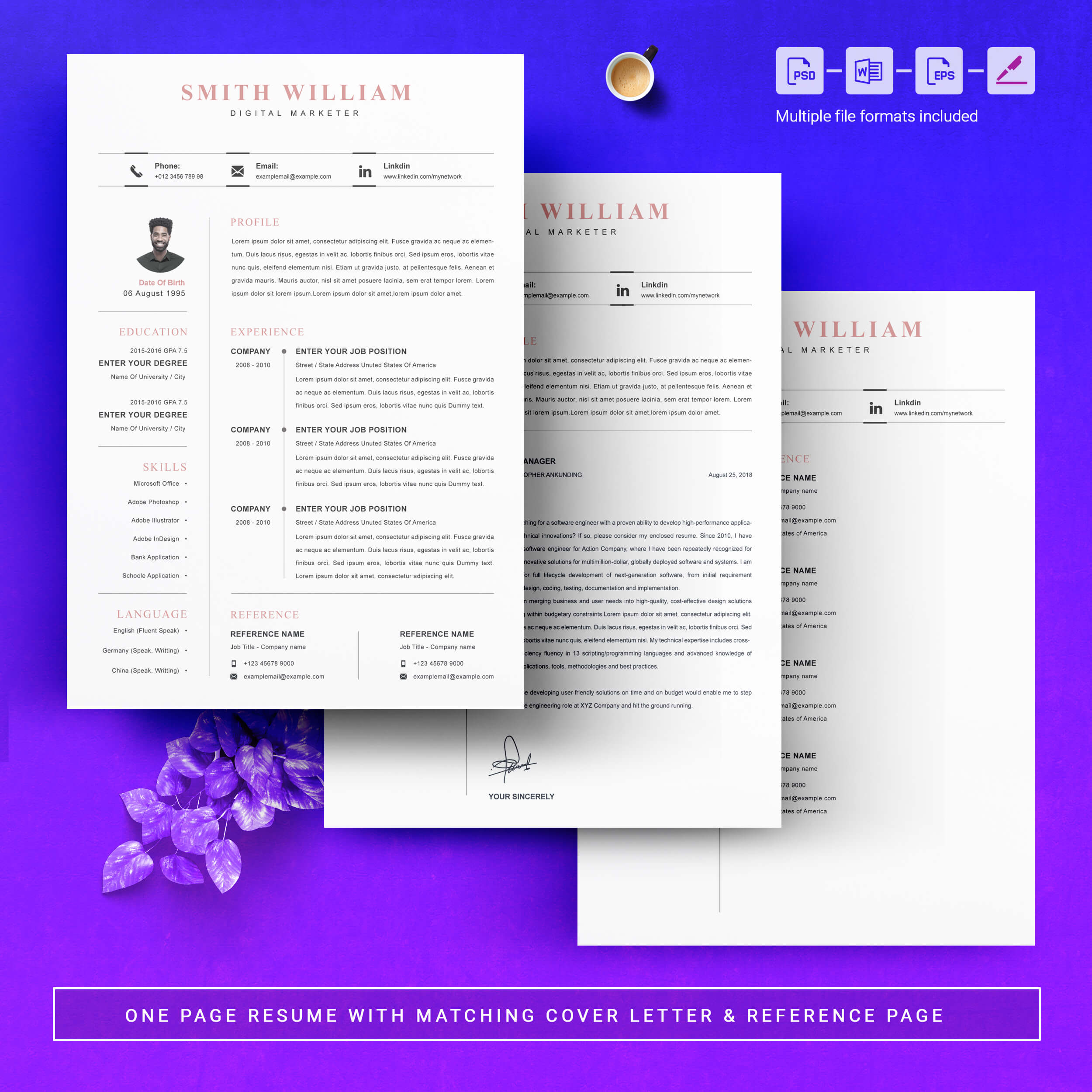 04 3 pages free resume design template 232