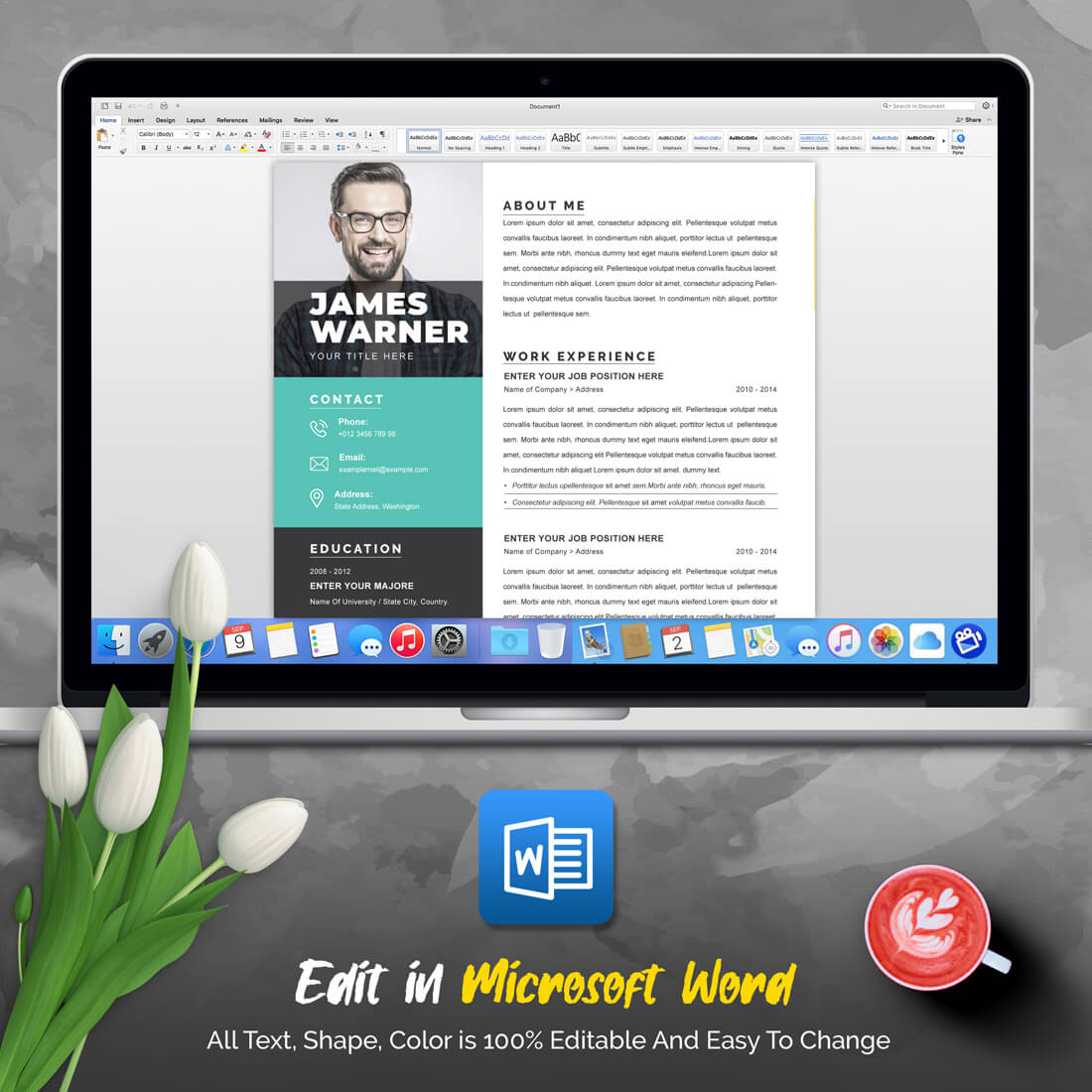 04 3 pages professional ms word aple pages eps photoshop psd resume cv design template design by resume inventor 839