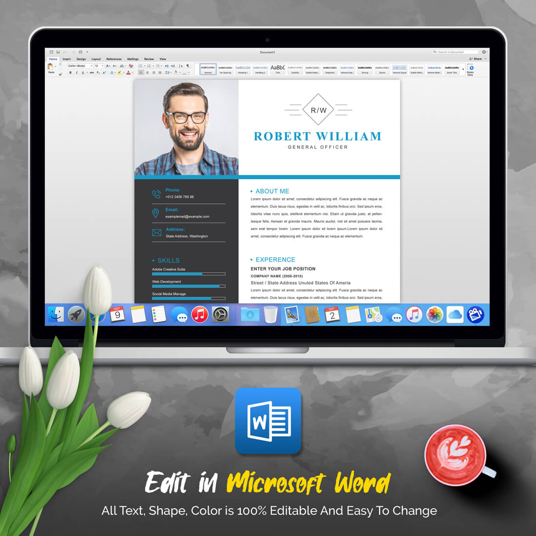 04 4 pages professional ms word aple pages eps photoshop psd resume cv design template design by resume inventor 231