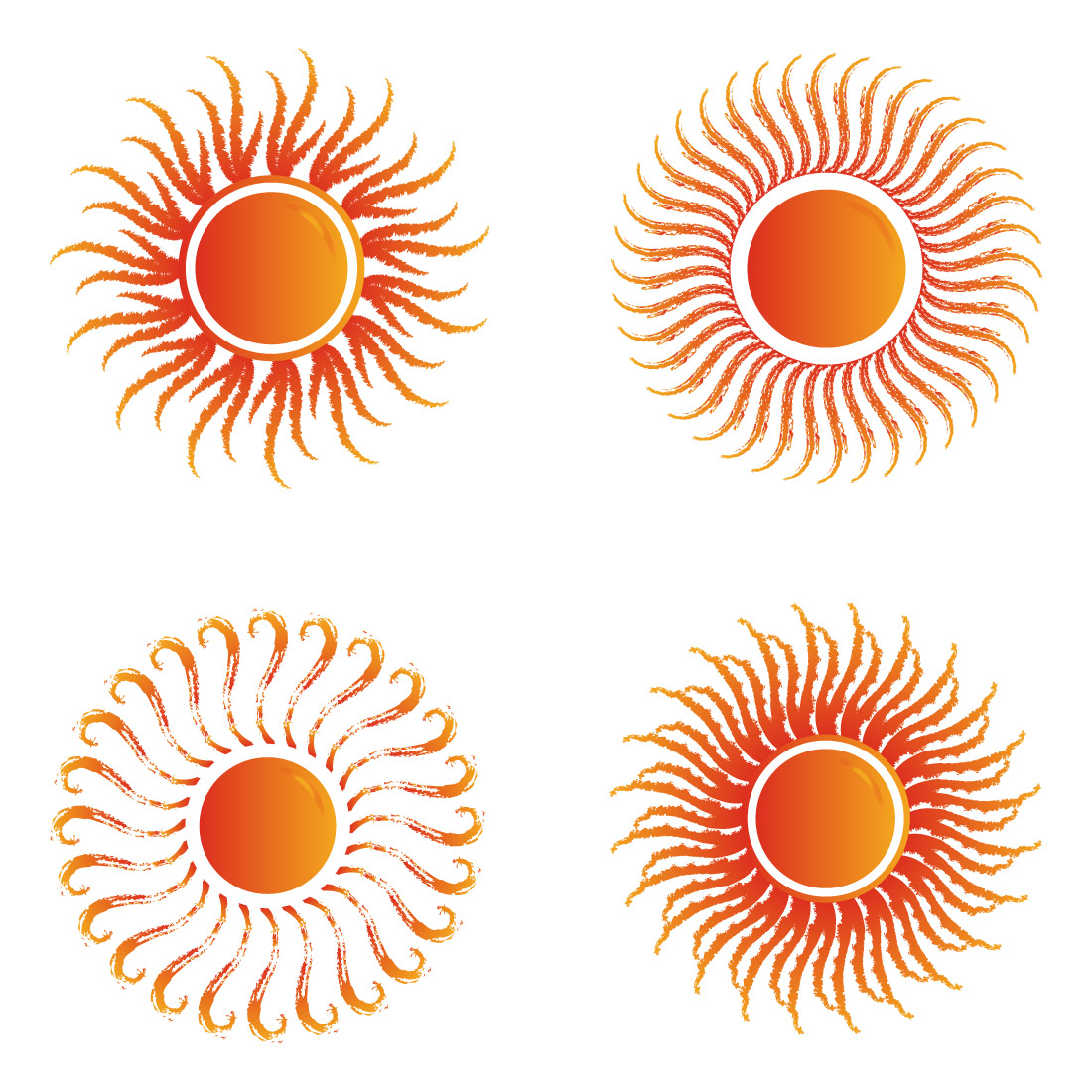 Abstract Vector 4 Sun Logo Bundle Different Sun Icon Set preview image.