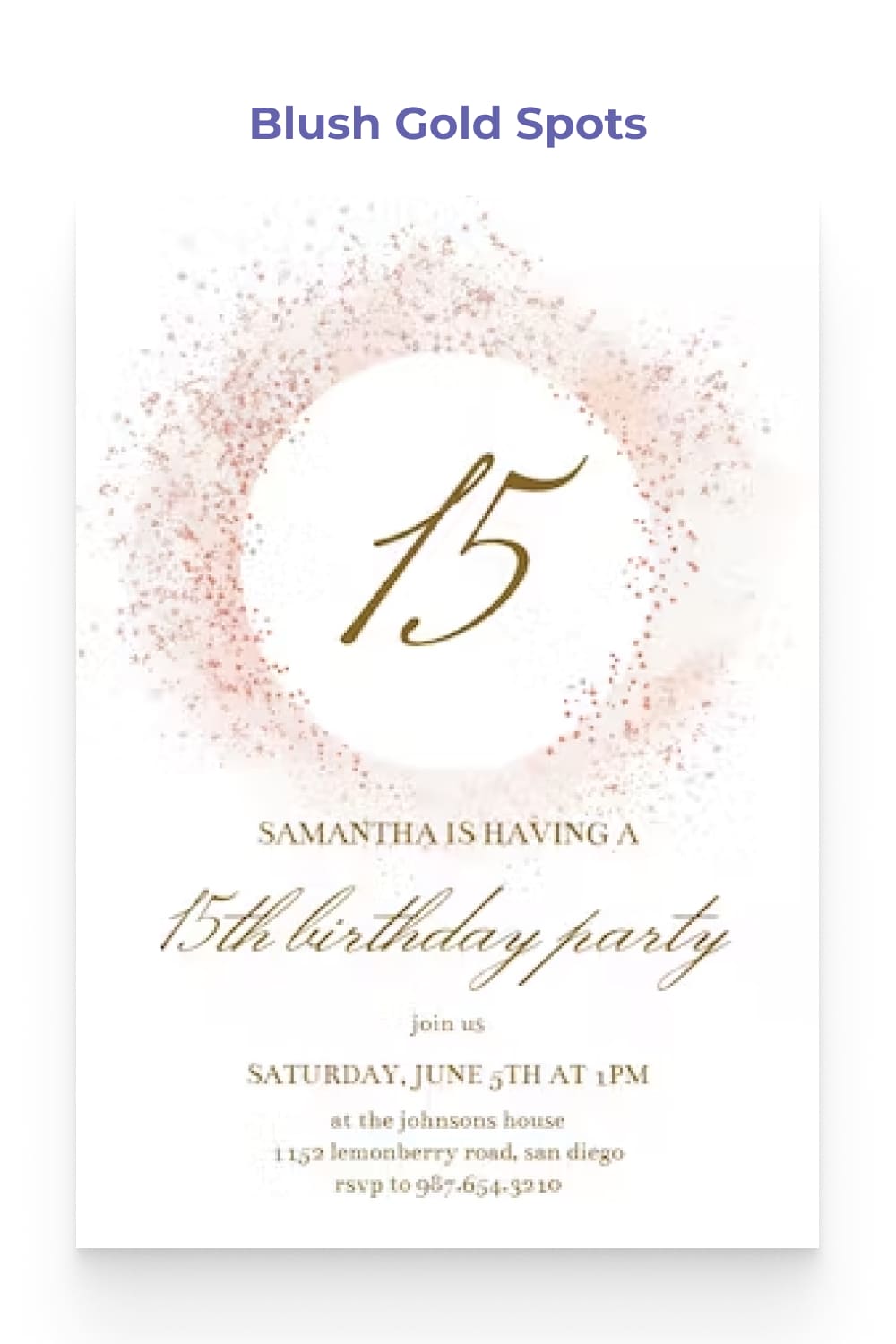Birthday party invitation with circle and number 15.
