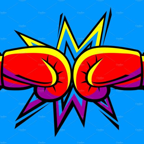 Emblem with boxing gloves. cover image.