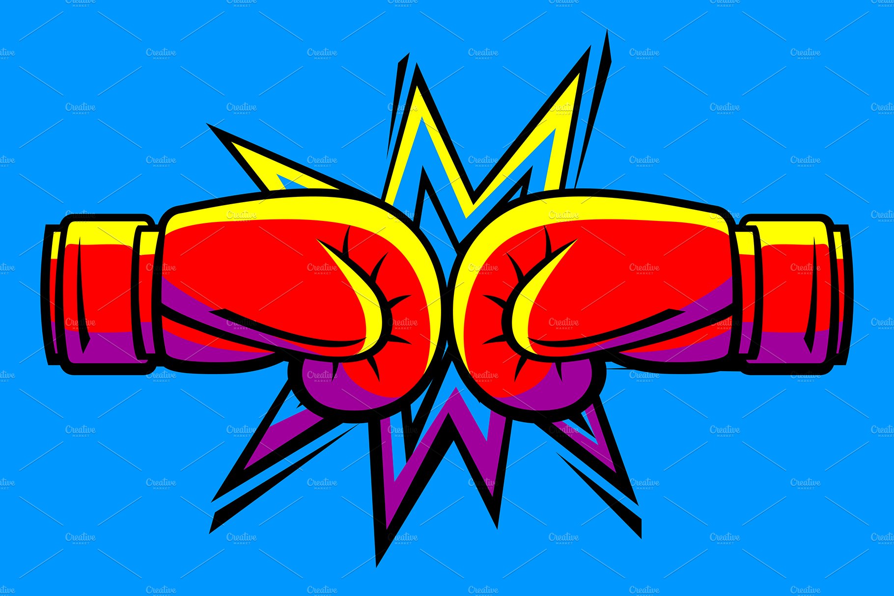 Emblem with boxing gloves. cover image.