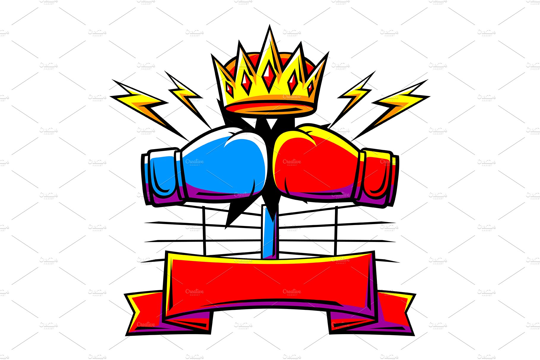 Emblem with boxing gloves. cover image.