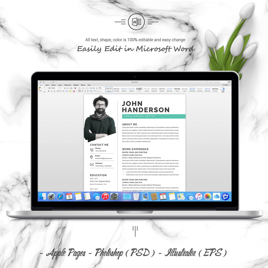 05 3 pages free resume ms word file format design template 1 189