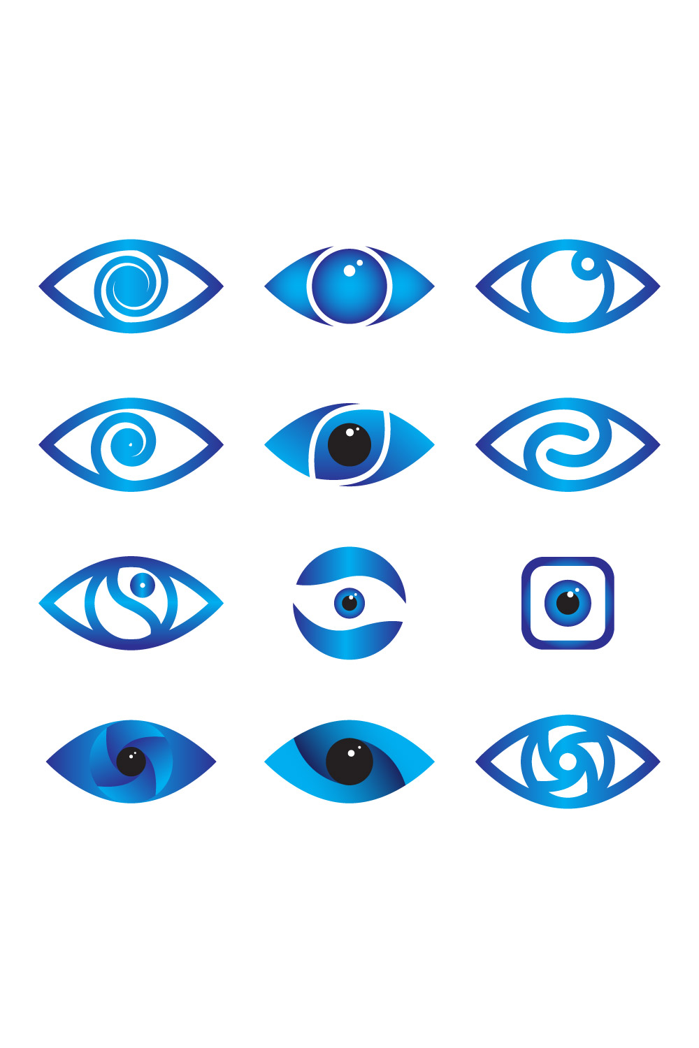 Abstract Vector 12 Blue Eye Logo Bundle Different Eyes Icon Set pinterest preview image.