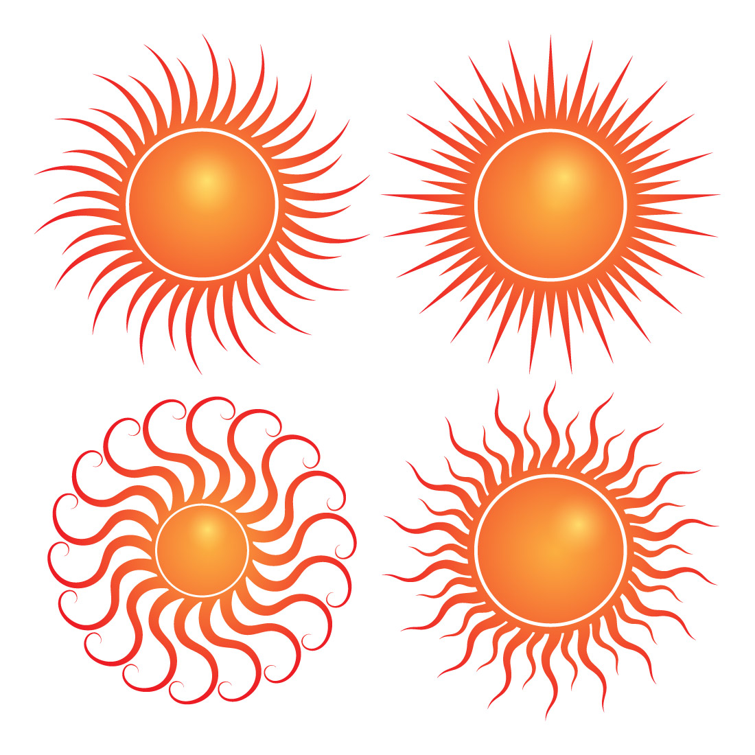 Abstract Vector 4 Sun Logo Bundle Different Sun Icon Set preview image.