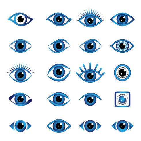 Abstract Vector 20 Blue Eye Logo Bundle Different Eyes Icon Set cover image.