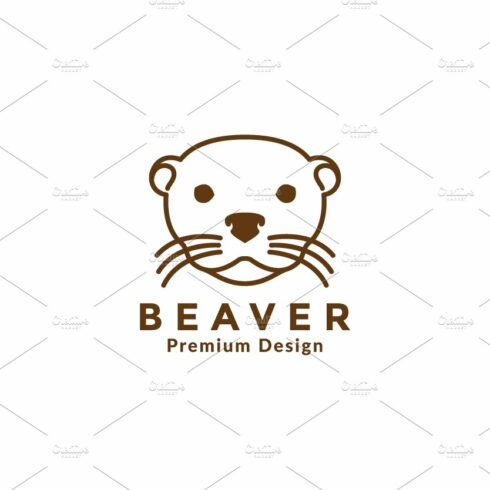 lines beaver head logo symbol vector cover image.