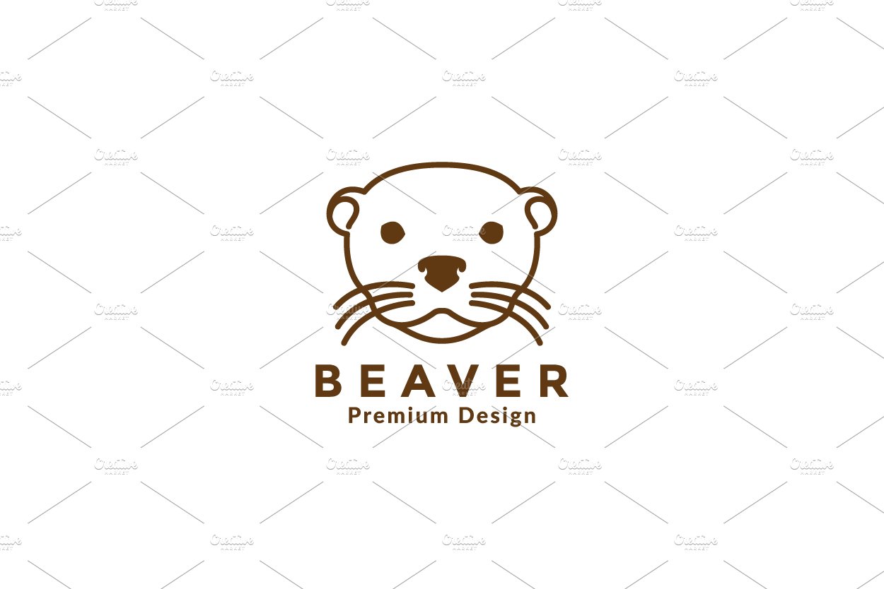 lines beaver head logo symbol vector cover image.