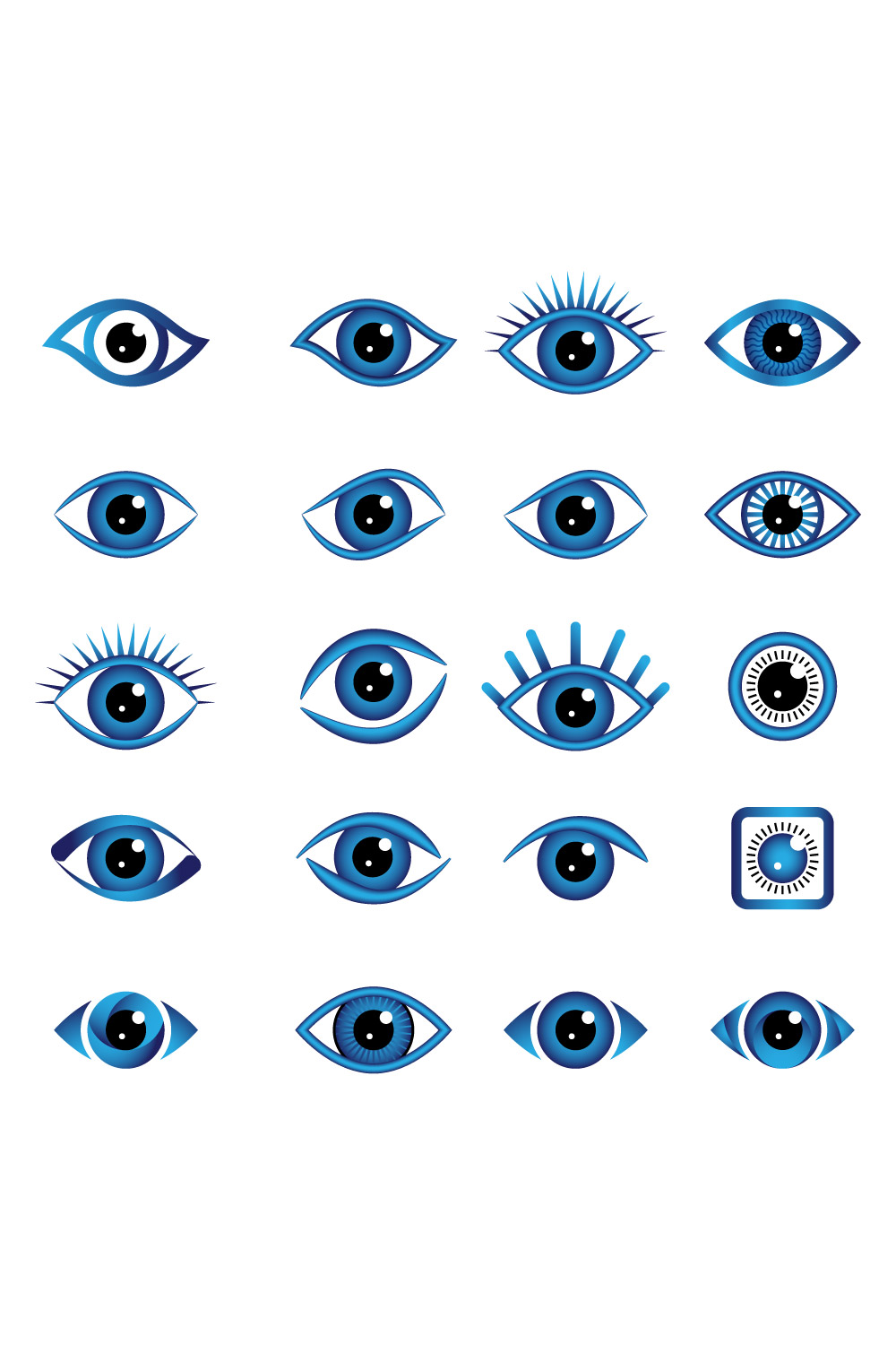 Abstract Vector 20 Blue Eye Logo Bundle Different Eyes Icon Set pinterest preview image.