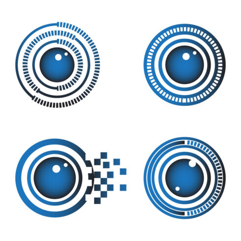 Abstract Vector 4 Blue Eye Logo Bundle Different Eyes Icon Set cover image.