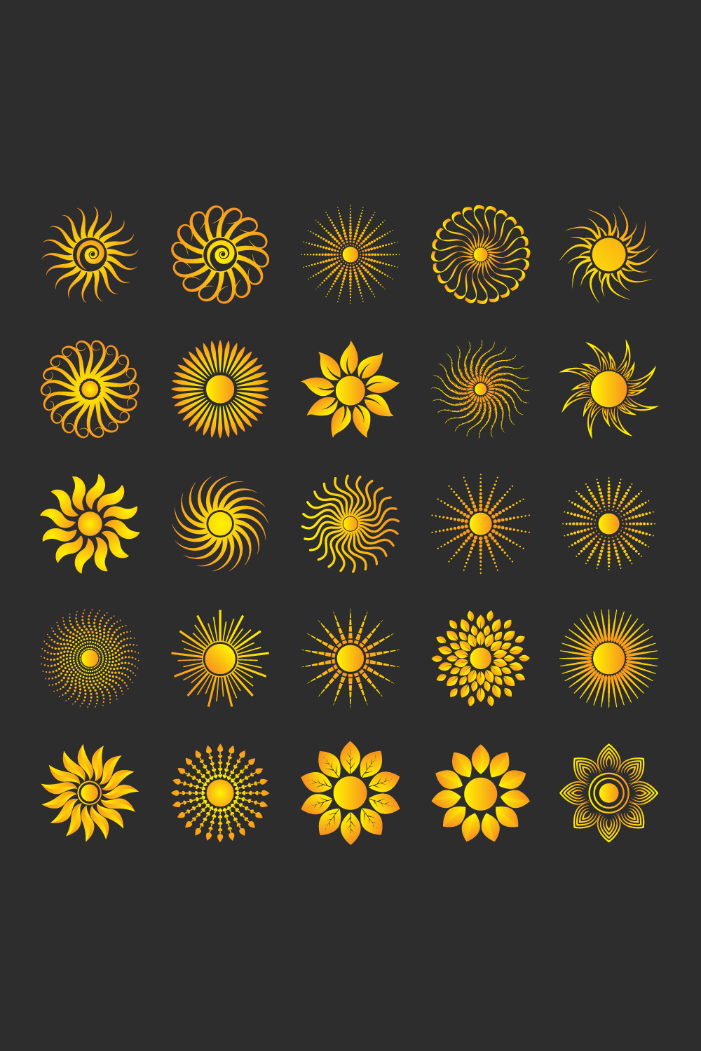 Abstract Vector 25 Sun Logo Bundle Different Sun Icon Set pinterest preview image.