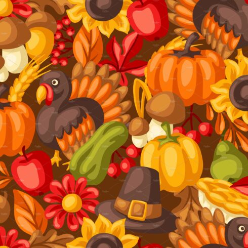 Happy Thanksgiving Day seamless cover image.