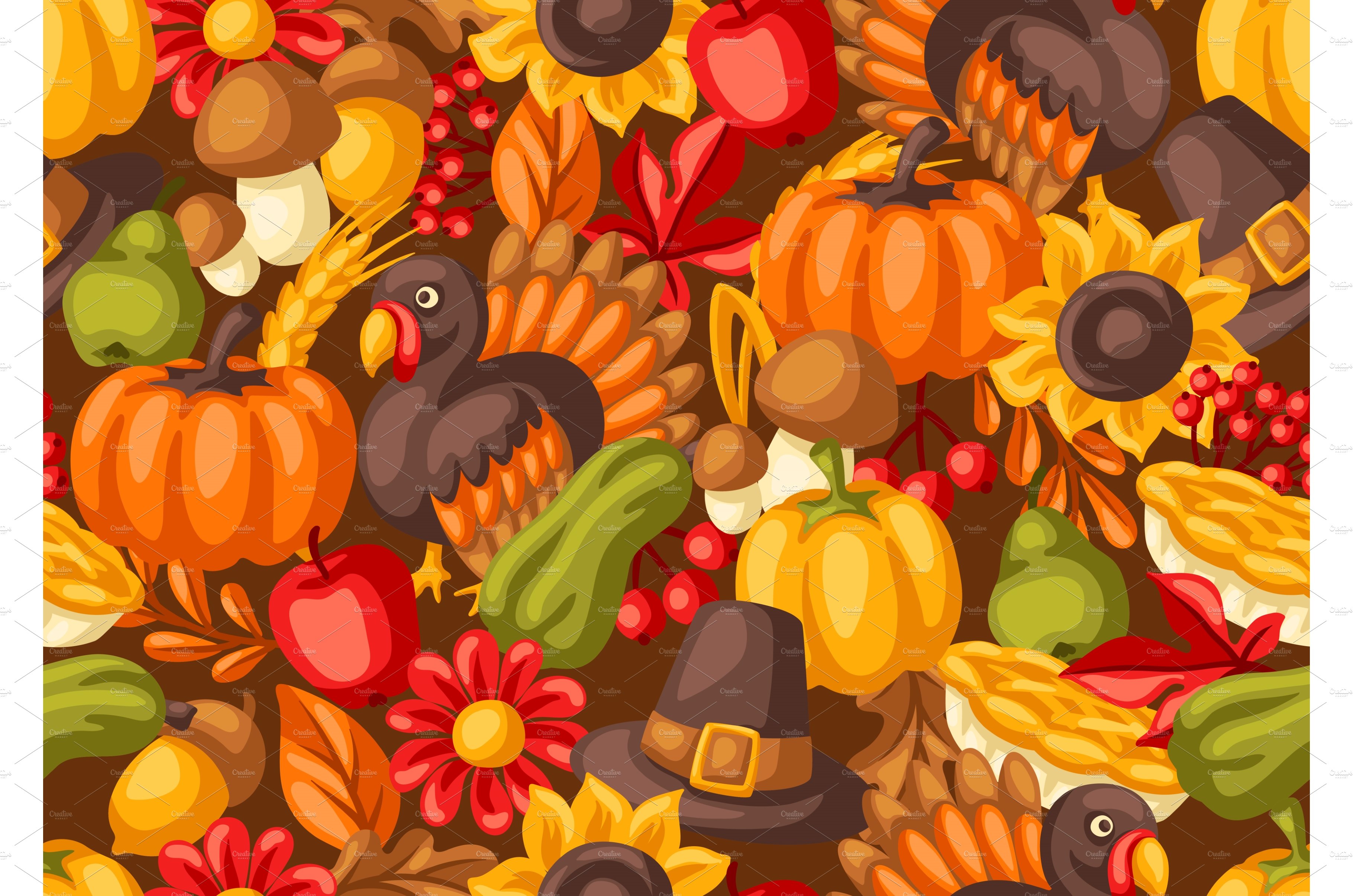 Happy Thanksgiving Day seamless cover image.