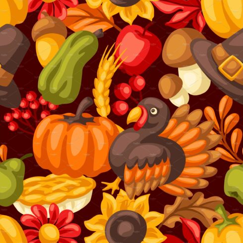 Happy Thanksgiving Day seamless cover image.