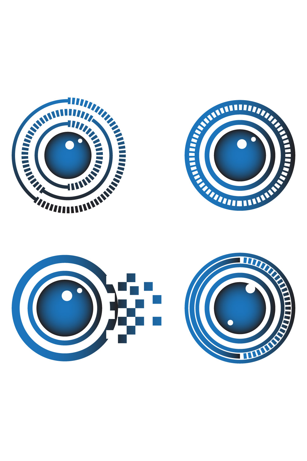 Abstract Vector 4 Blue Eye Logo Bundle Different Eyes Icon Set pinterest preview image.