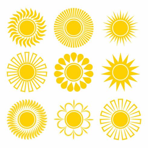 Abstract Vector 9 Sun Logo Bundle Different Sun Icon Set cover image.