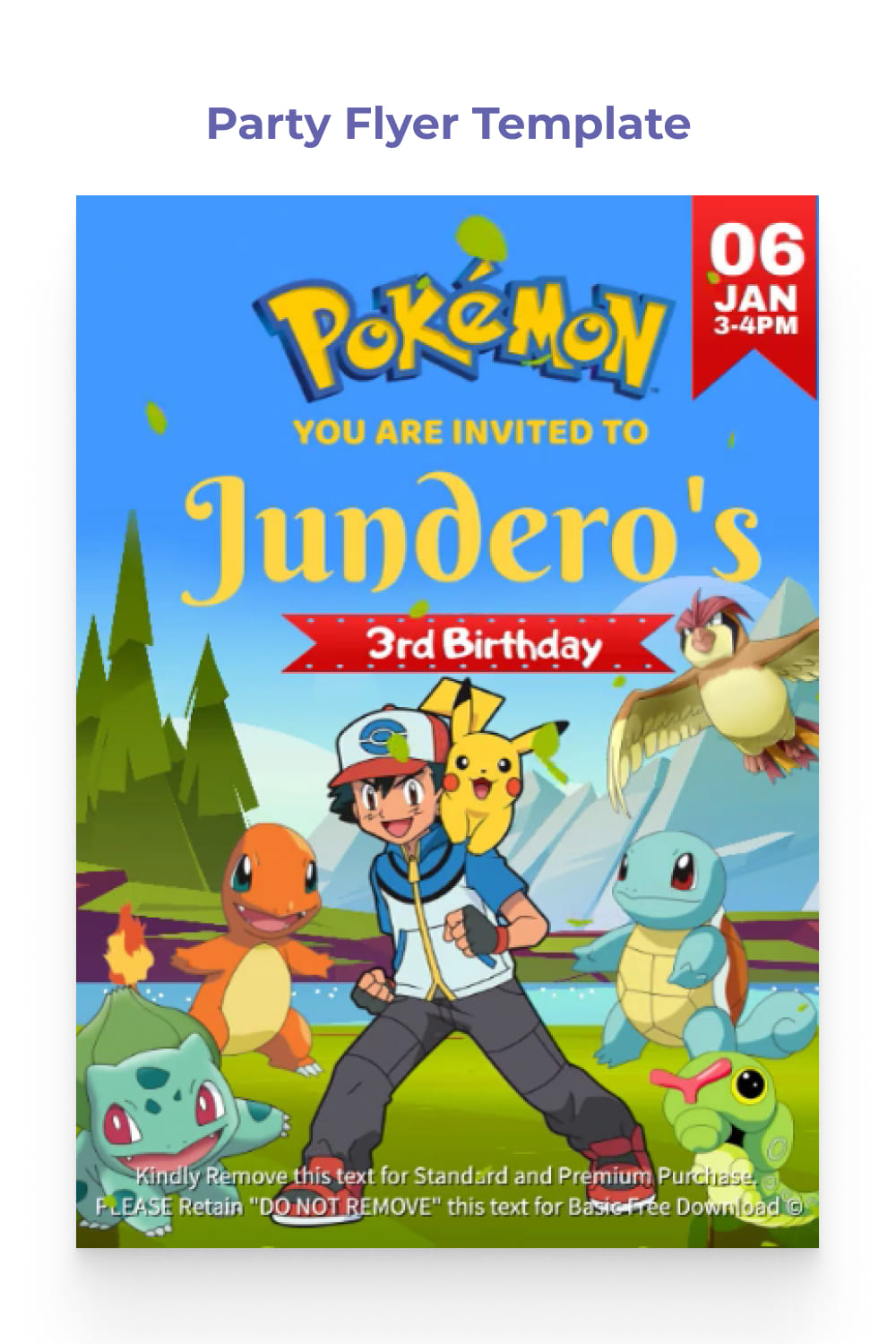 Pokemon pattern party invitation.