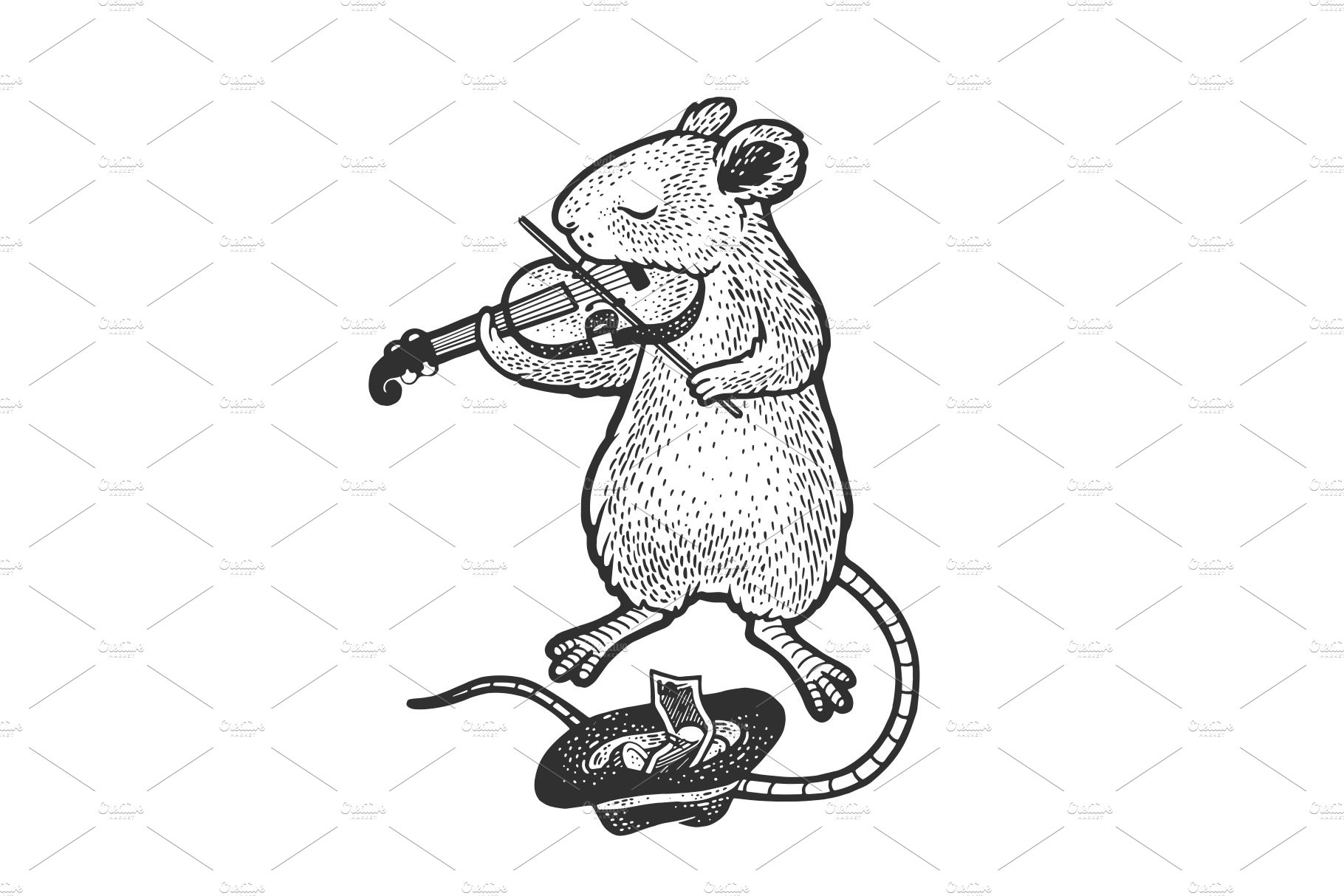 mouse plays the violin sketch vector cover image.