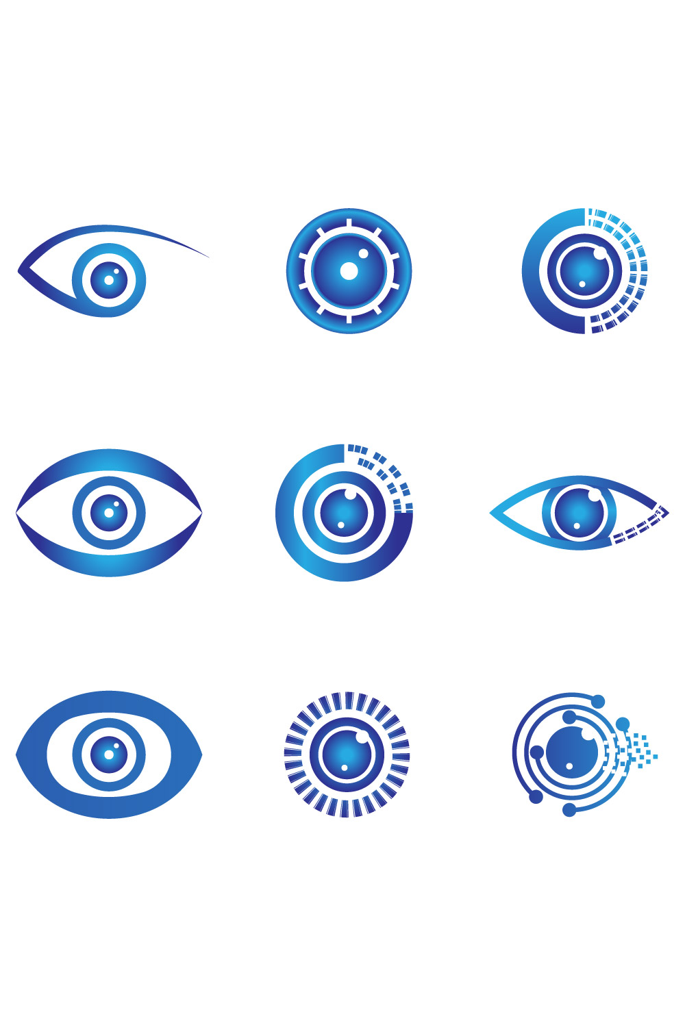 Abstract Vector 9 Blue Eye Logo Bundle Different Eyes Icon Set pinterest preview image.
