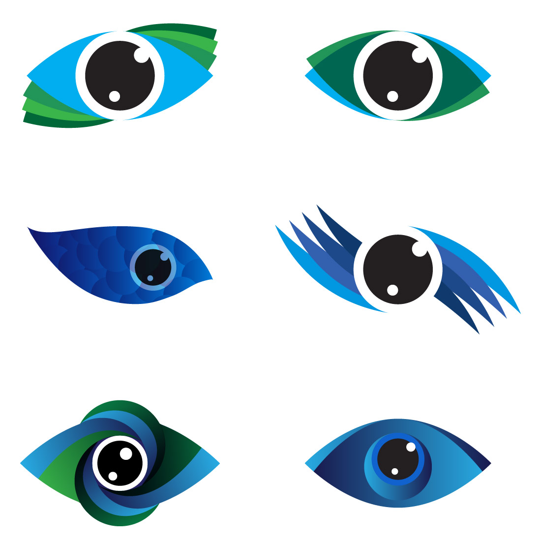 Abstract Vector 9 Eye Logo Bundle Different Eyes Icon Set preview image.