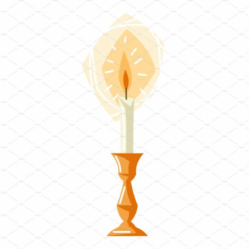 Illustration of burning candle in cover image.