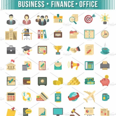 Flat Business and Financial Icons cover image.