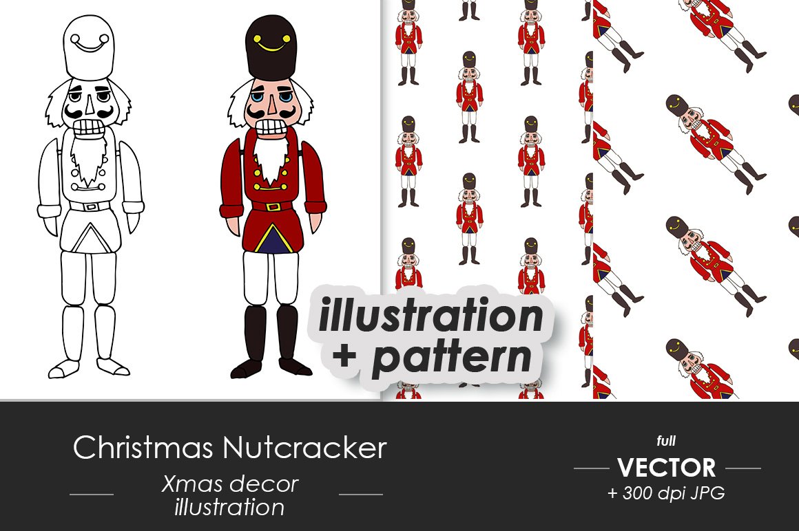 Christmas Nutcracker vector set cover image.