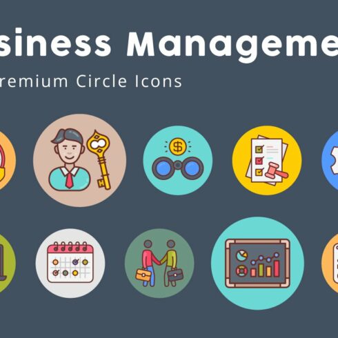Business Management Circle Icons cover image.