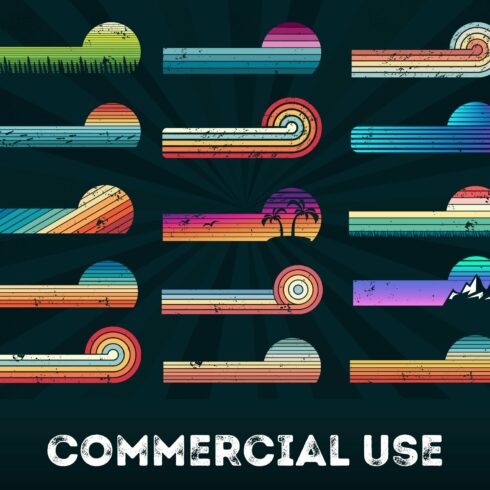 15 Retro Horizontal Sunsets Bundle cover image.