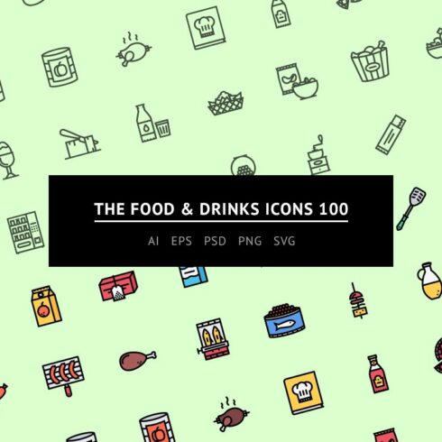 The Food & Drinks Icons 100 cover image.