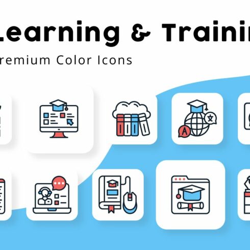 E-Learning and Training Color Icons cover image.