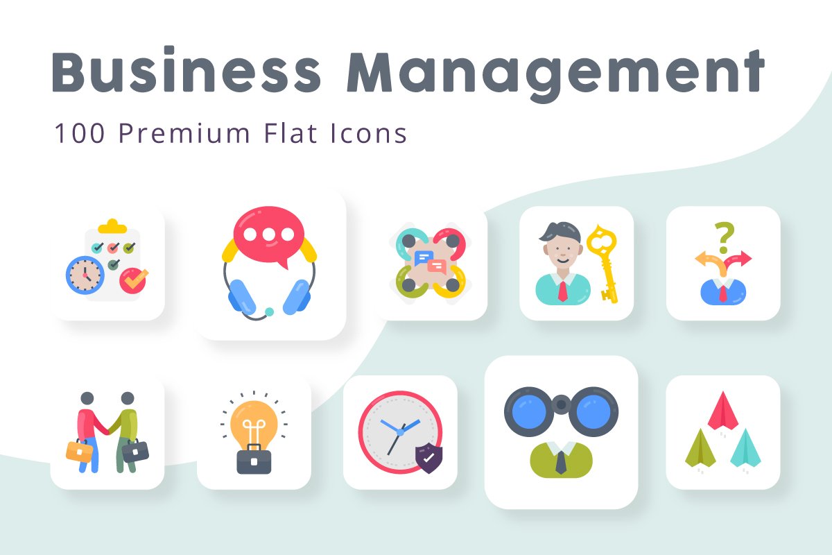 Business Management Flat Icons cover image.