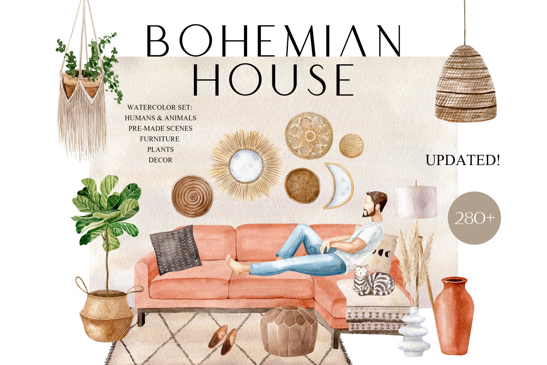 Bohemian House Watercolor Set cover image.