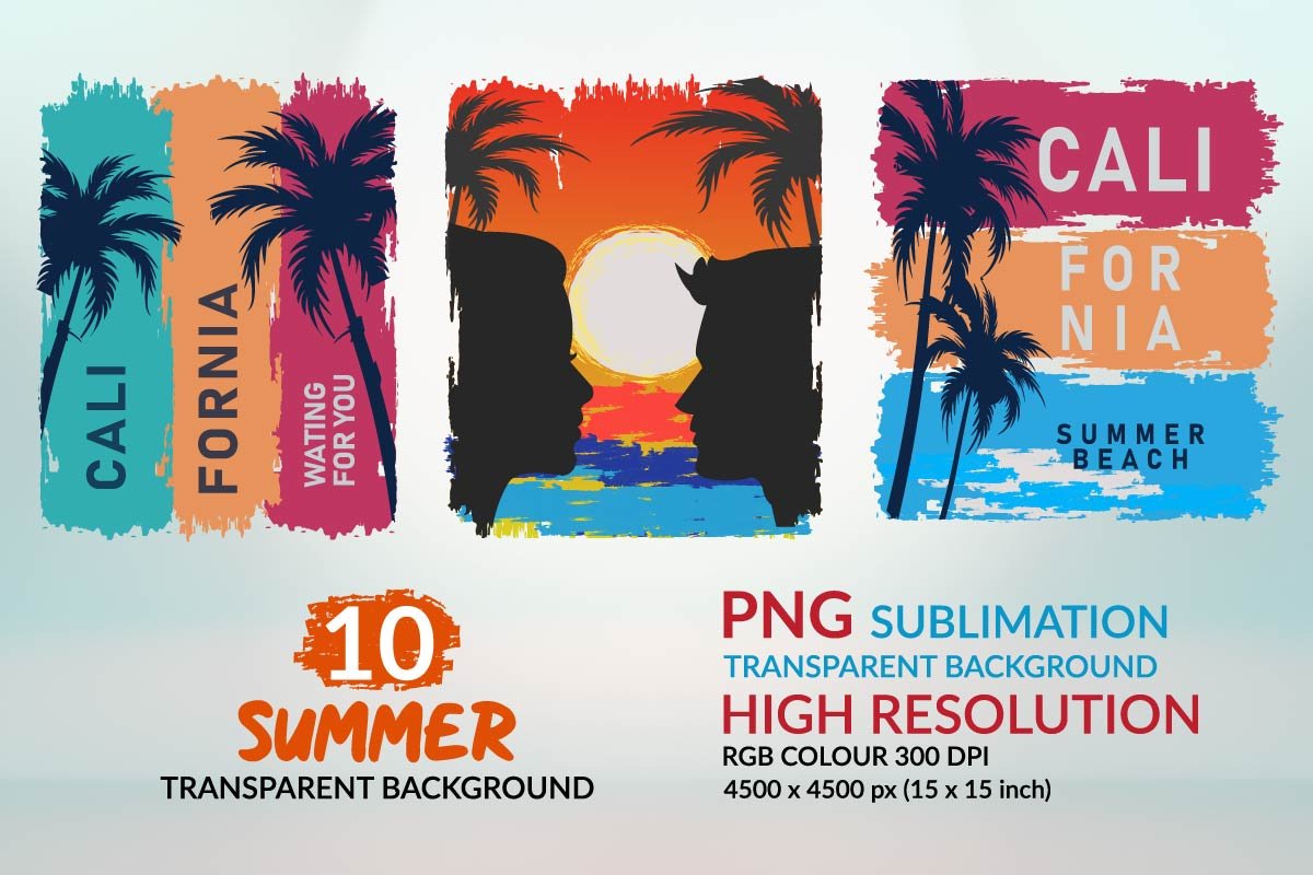 Beach Sunset PNG Colorful Background cover image.