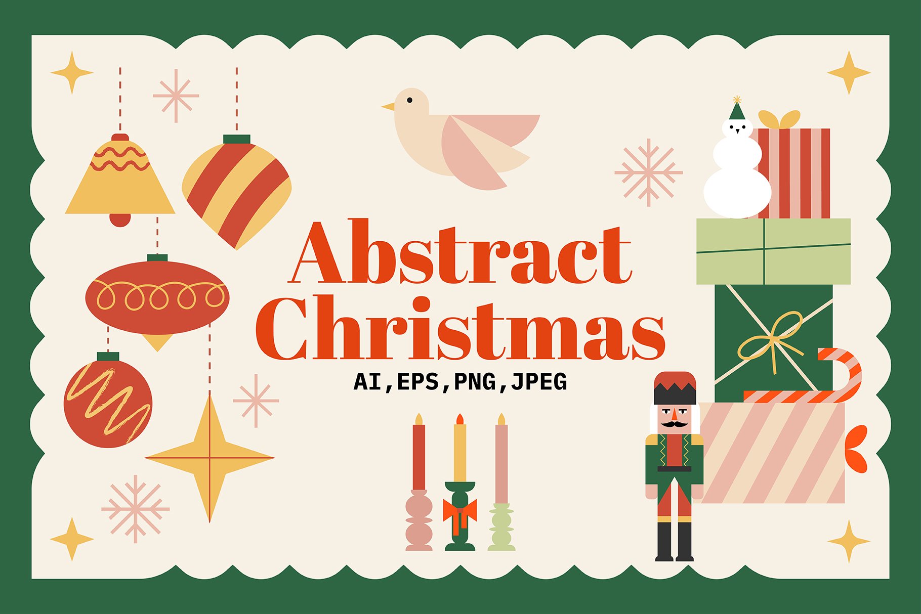 Abstract Christmas cliparts, posters cover image.