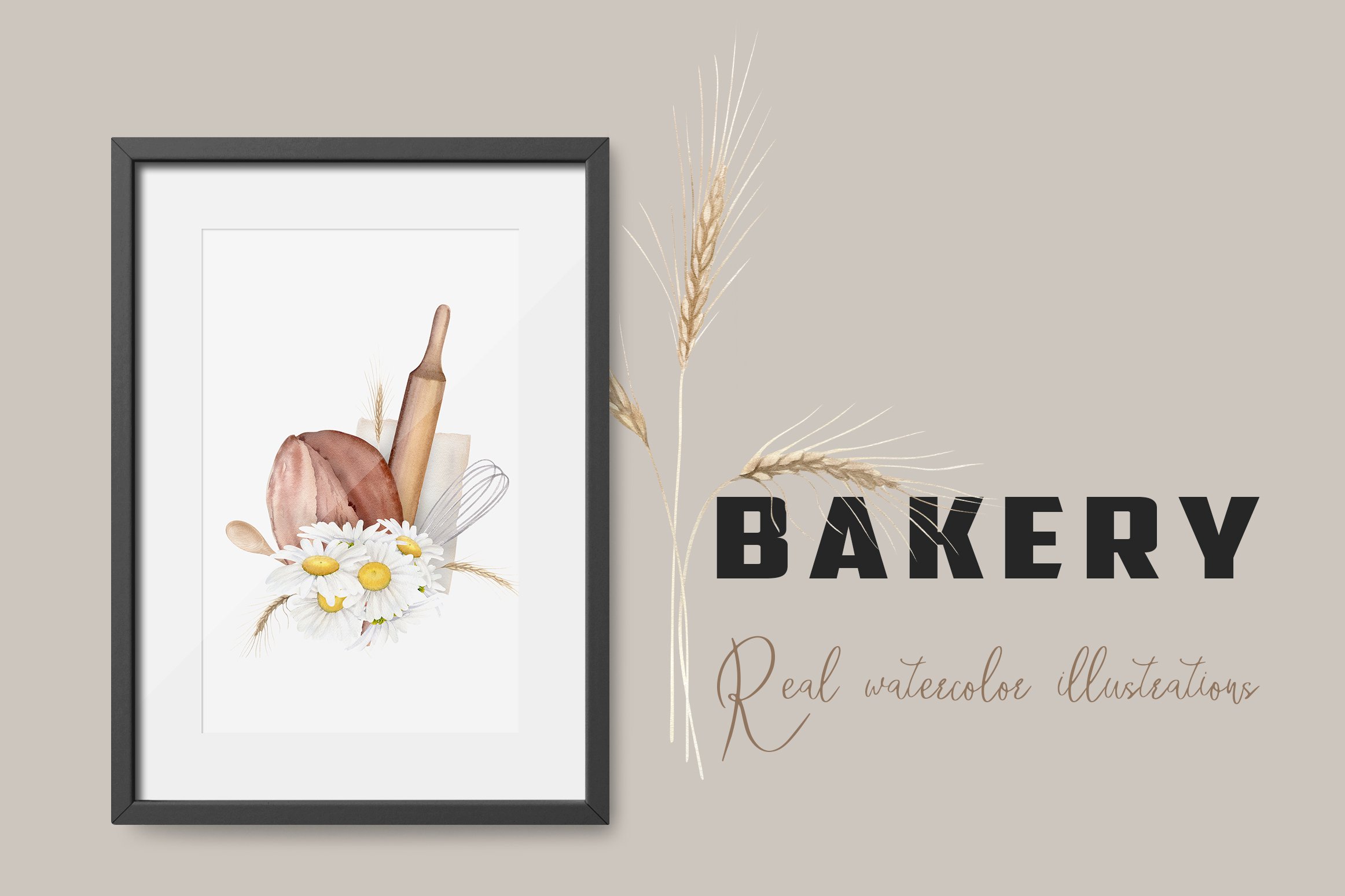 Watercolor Bakery Illustration Set preview image.