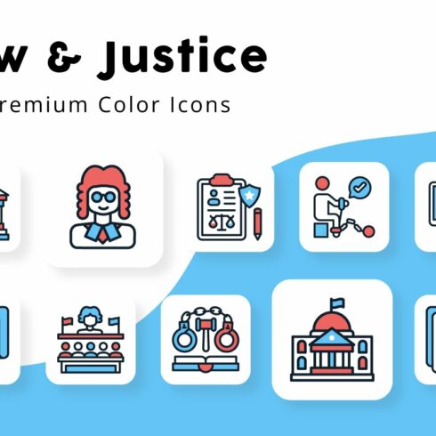 Law and Justice Color Icons cover image.
