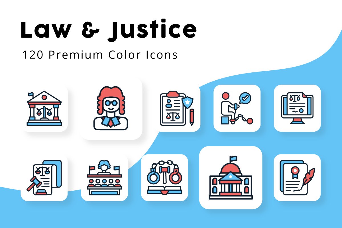 Law and Justice Color Icons cover image.